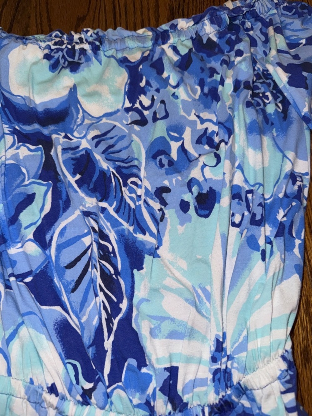 LILLY PULITZER Calla Off Shoulder Romper Catch N Keep Coastal Blue XXS GUC - Picture 4 of 6